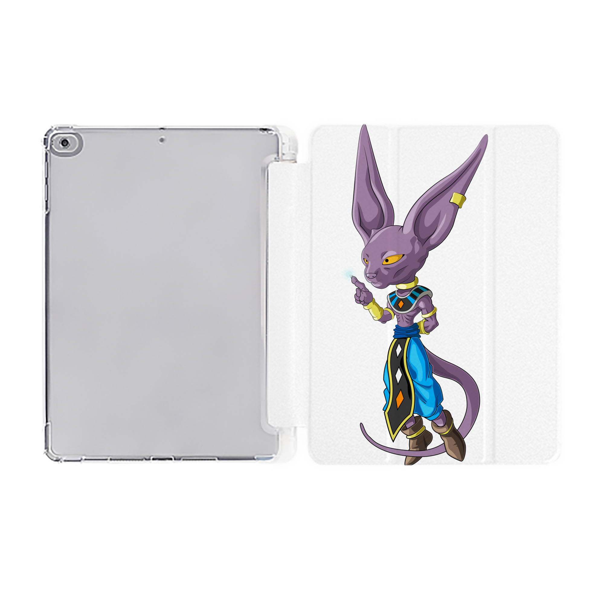 （画像用） ドラゴンボール ビルス 破壊神ビルス DRAGON BALL Beerus Birusu IPad ケース ペン収納付き 三つ折りスタンド PUレザー×シリコン 対応機種9.5/10.5/10.9インチ